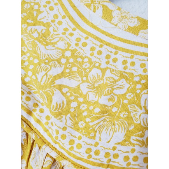 Style & Co Womens 2X Yellow White Floral Rayon Boho Blouse Peasant Top - Picture 2 of 10